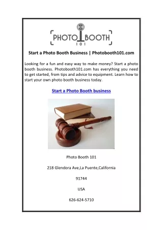 Start a Photo Booth Business Photobooth101.com
