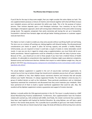 the effective role of alpine ice hack