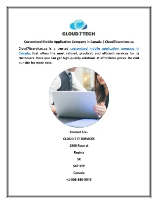 Customized Mobile Application Company in Canada Cloud7itservices.ca