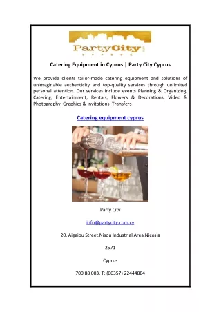 Catering Equipment in Cyprus  Party City Cyprus