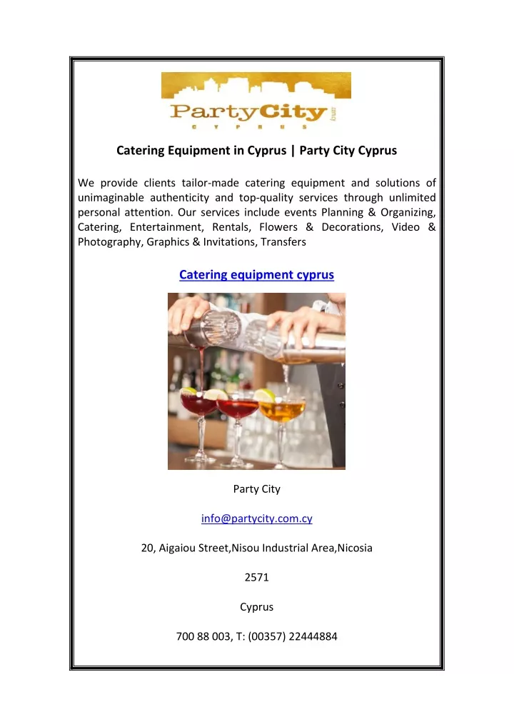 catering equipment in cyprus party city cyprus