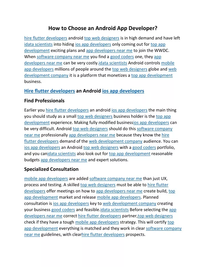 how to choose an android app developer