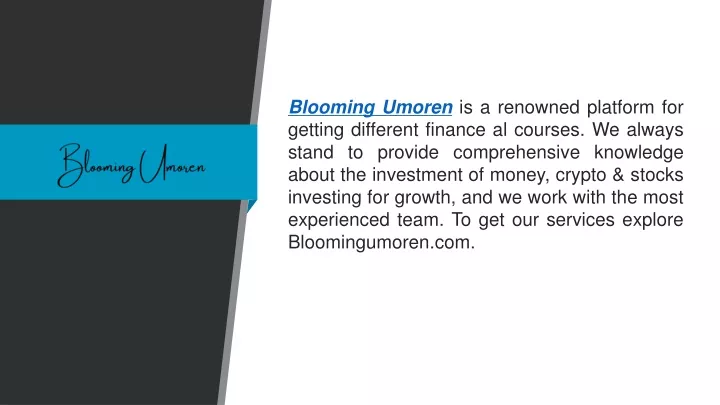 blooming umoren is a renowned platform