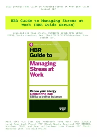 BEST [epub]$$ HBR Guide to Managing Stress at Work (HBR Guide Series) PDF