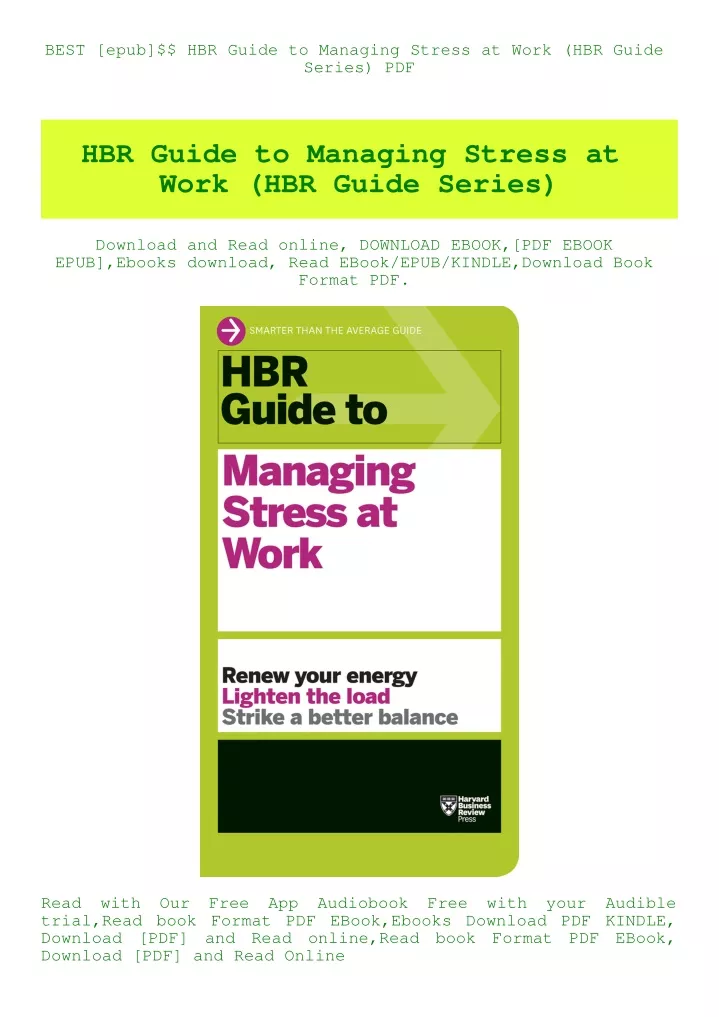 best epub hbr guide to managing stress at work