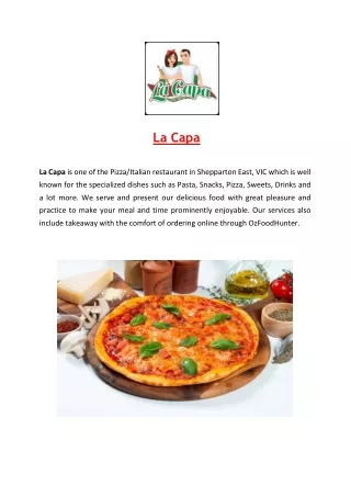 Get up to 10% offer - La Capa Italian Restaurant