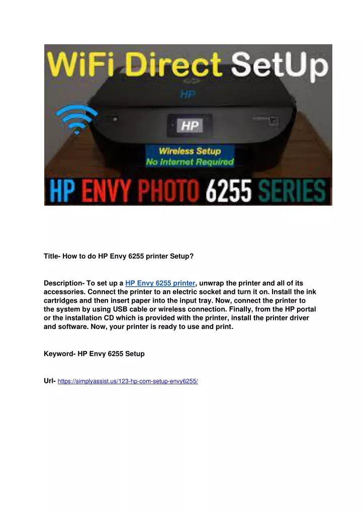 title how to do hp envy 6255 printer setup