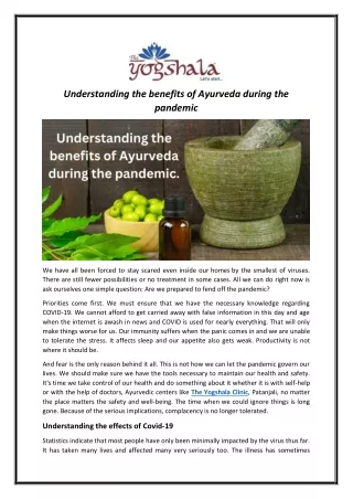 Know the benefits of Ayurveda during the epidemic
