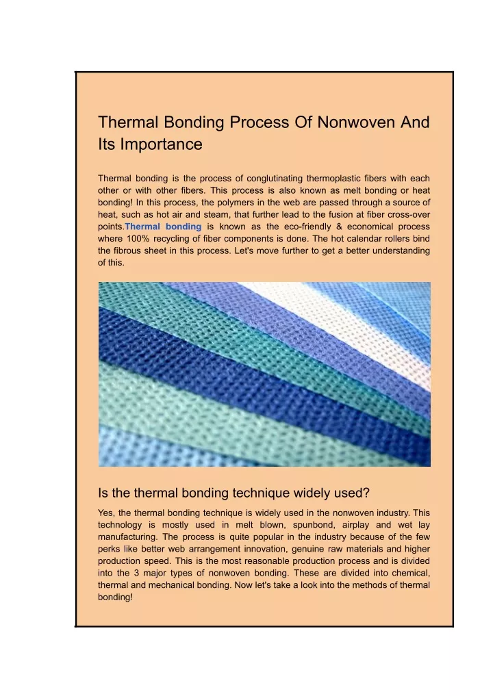 thermal bonding process of nonwoven