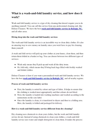 What is a wash and fold laundry service and how does it work