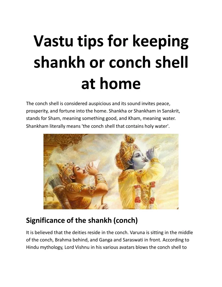 vastu tips for keeping shankh or conch shell at home