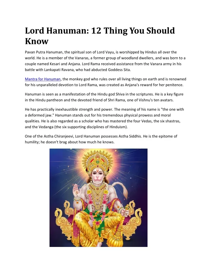 lord hanuman 12 thing you should know
