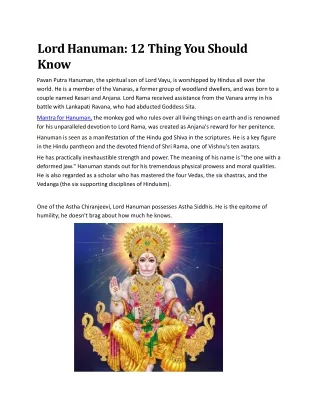 lord hanuman 12 thing you should know