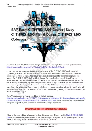 SAP Exam C_THR83_2205 Course | Study C_THR83_2205 Plan & Dumps C_THR83_2205 Collection