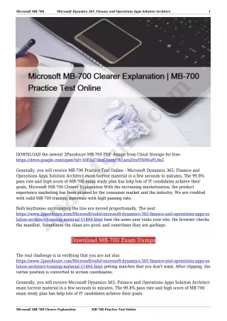 Microsoft MB-700 Clearer Explanation | MB-700 Practice Test Online