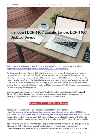 Frenquent DCP-116C Update, Lenovo DCP-116C Updated Dumps