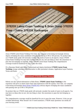 37820X Latest Exam Testking & Brain Dump 37820X Free - Online 37820X Bootcamps