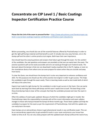 concentrate on cip level 1 basic coatings