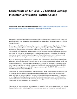 concentrate on cip level 2 certified coatings