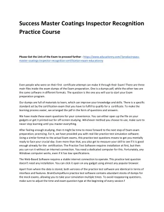 success master coatings inspector recognition