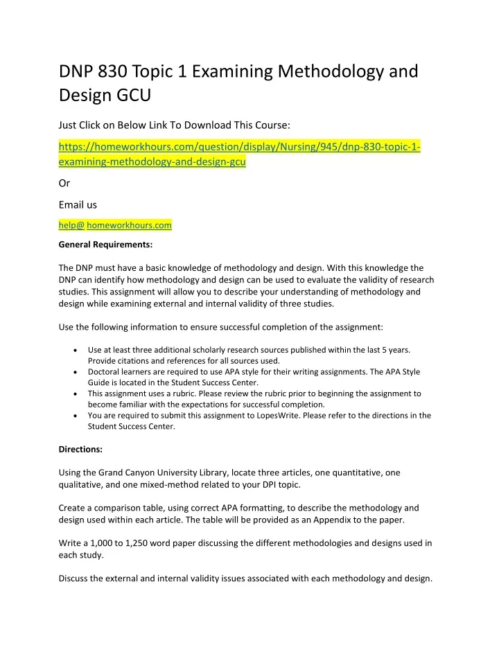 dnp 830 topic 1 examining methodology and design