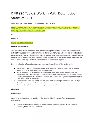 dnp 830 topic 3 working with descriptive