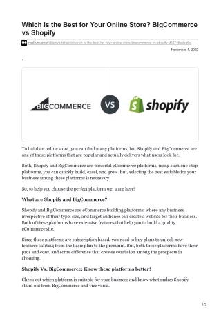 Which is the Best for Your Online Store? BigCommerce vs Shopify