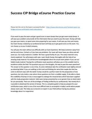 success cip bridge ecourse practice course