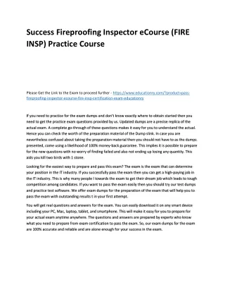 success fireproofing inspector ecourse fire insp