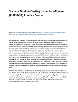 success pipeline coating inspector ecourse pipe