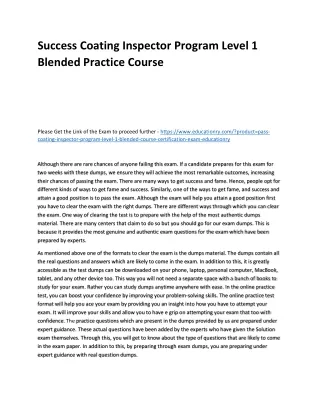 success coating inspector program level 1 blended
