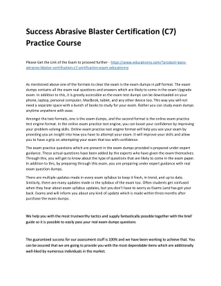 success abrasive blaster certification