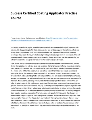 success certified coating applicator practice