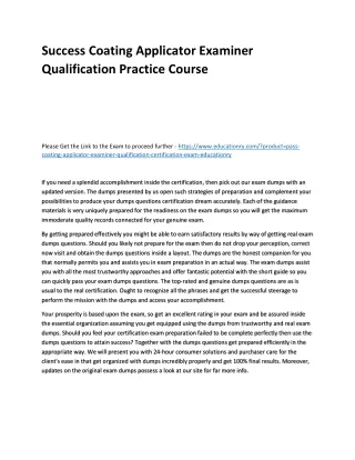 success coating applicator examiner qualification