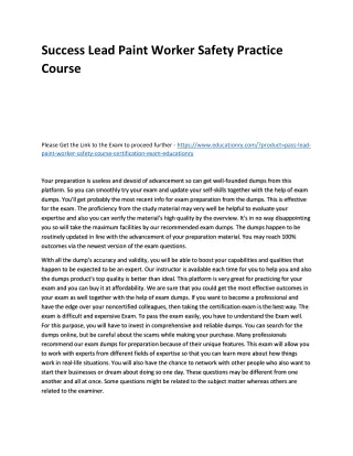 success lead paint worker safety practice course