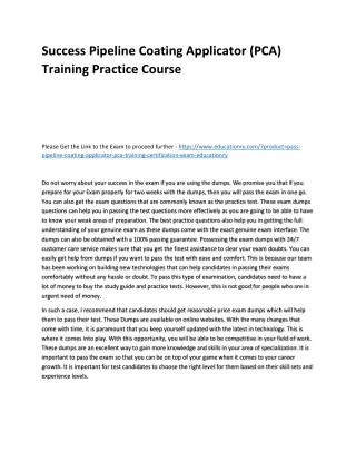 success pipeline coating applicator pca training