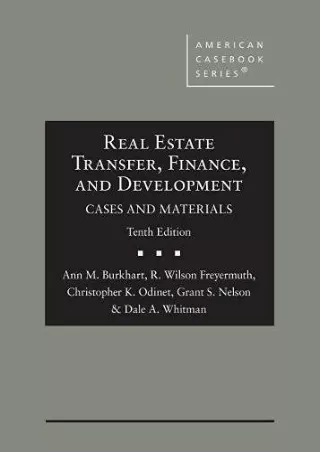 (pdF) Epub ;Read; Real Estate Transfer, Finance, and Development, Cases and
