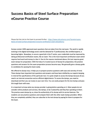 success basics of steel surface preparation