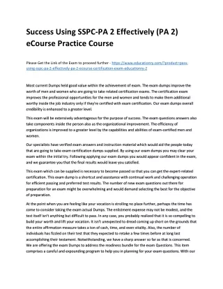 success using sspc pa 2 effectively pa 2 ecourse