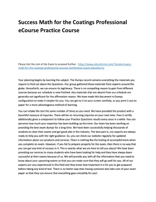 success math for the coatings professional