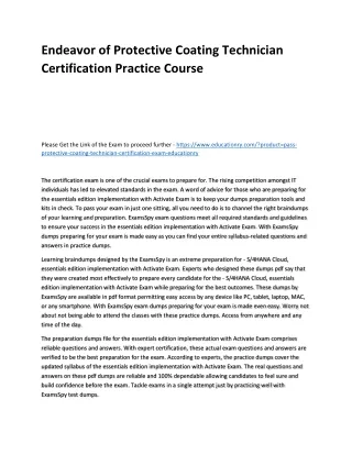 endeavor of protective coating technician