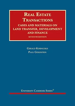D!ownload [pdf] Real Estate Transactions: Cases and Materials on Land Trans