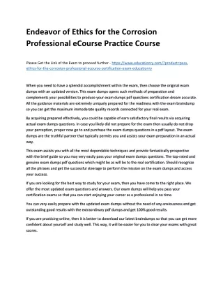 endeavor of ethics for the corrosion professional