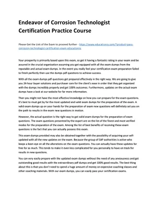 endeavor of corrosion technologist certification