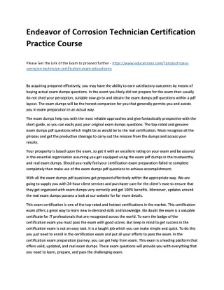endeavor of corrosion technician certification