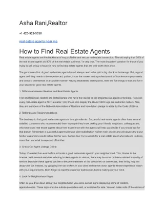 asha rani realtor
