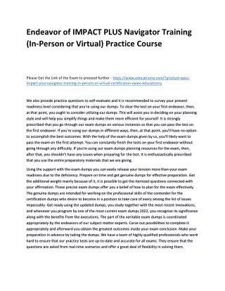 endeavor of impact plus navigator training