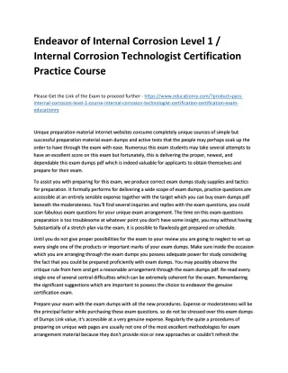 endeavor of internal corrosion level 1 internal