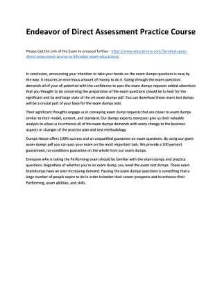 endeavor of direct assessment practice course