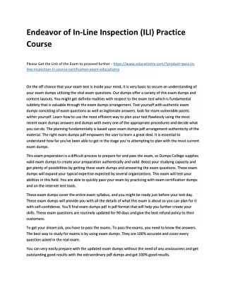 endeavor of in line inspection ili practice course